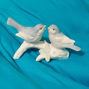 Otagiri 2 white gray porcelain birds on branch